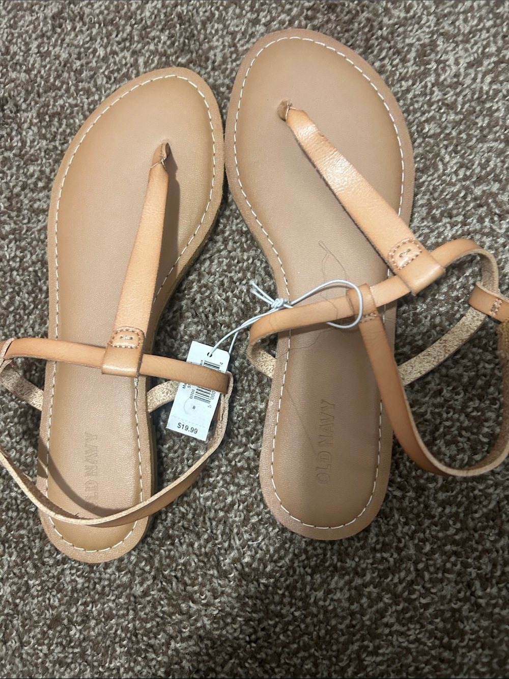 Old Navy Tan T-Strap Leather Sandals